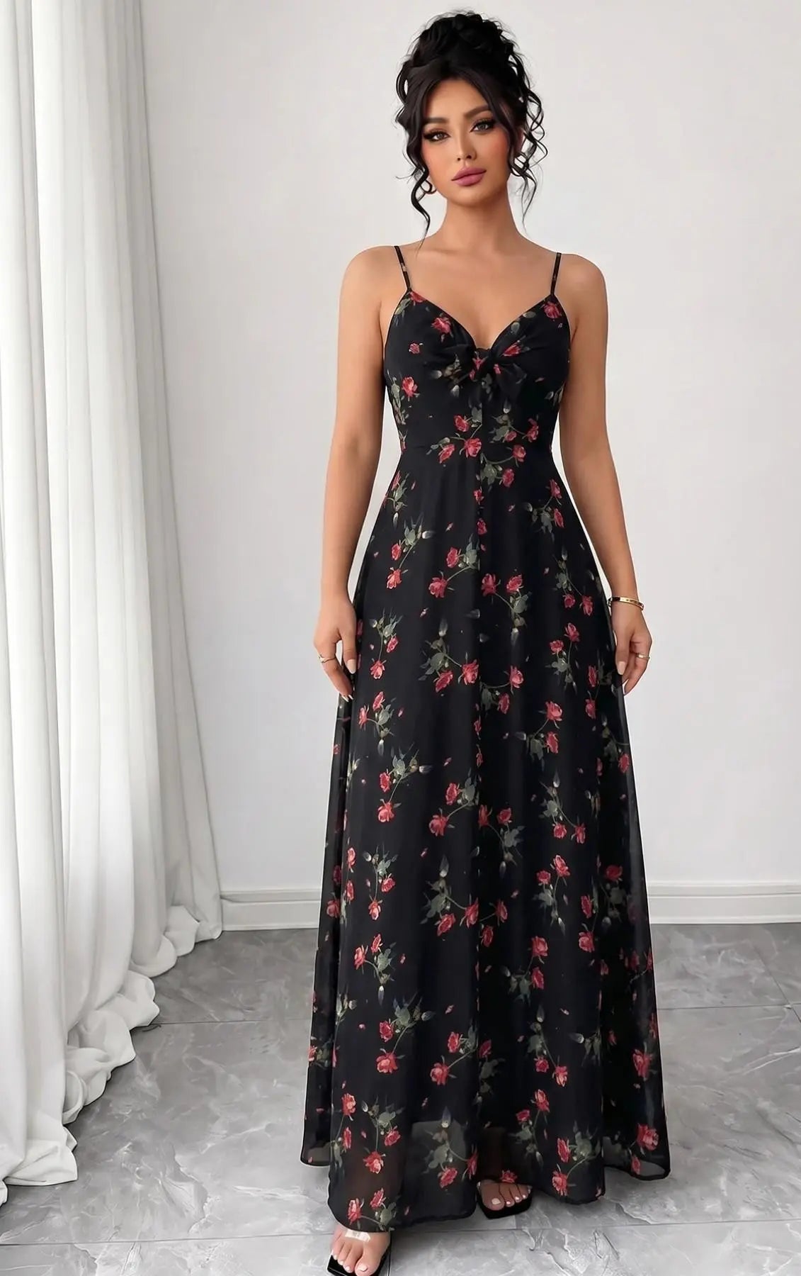 Women'S Boho Style Floral-Print Spaghetti Strap Cami Dress, Bohemian Fashion Casual A-Line Dress for Beach Holiday Vacation, Perfect for Summer