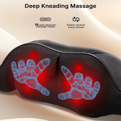 Electric Shiatsu Massager Back Shoulder and Neck Massage Pillow U Shape Body Massager with Heat Deep Tissue Kneading Massager