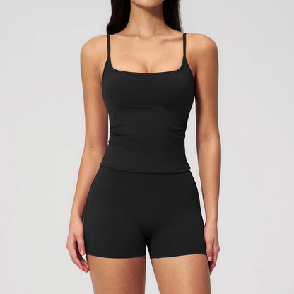 Yoga Suit Women Tracksuit 2PCS Fitness Capri Pants Gym Clothes Halter Sports Bra High Waist Shorts Workout Sets Gym Set Outfits