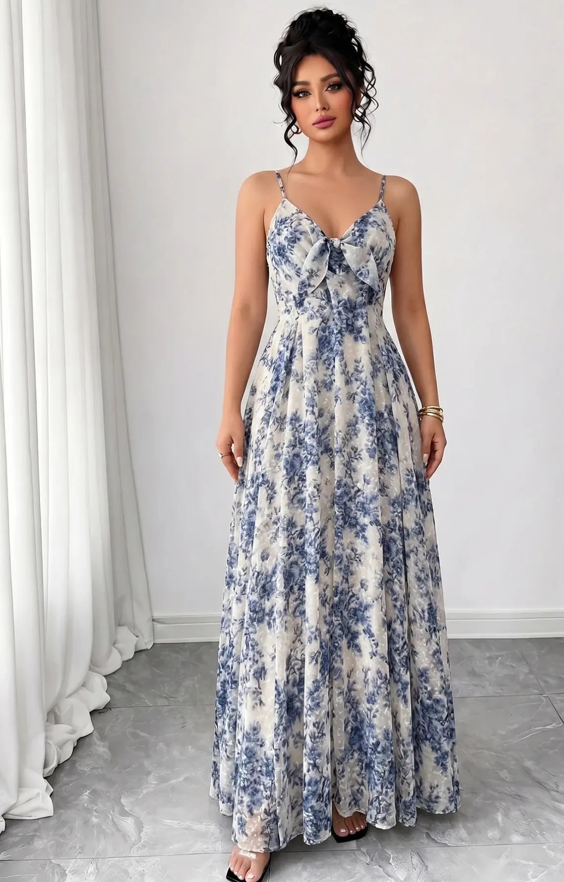 Women'S Boho Style Floral-Print Spaghetti Strap Cami Dress, Bohemian Fashion Casual A-Line Dress for Beach Holiday Vacation, Perfect for Summer