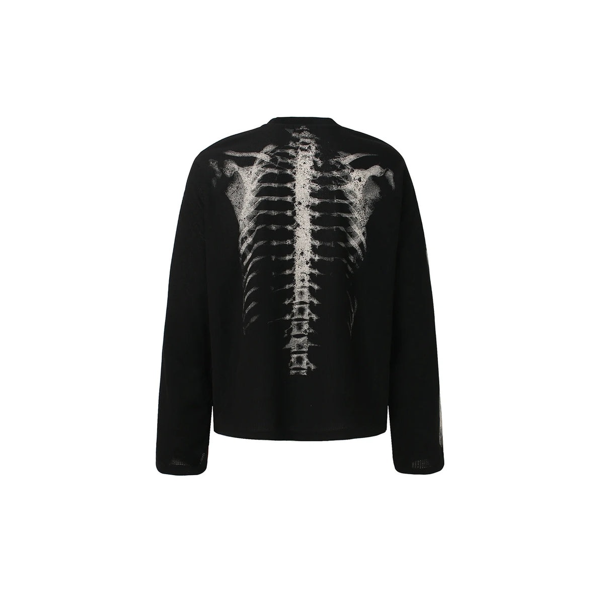 Autumn and Winter Vintage Skeleton Printed Long Sleeved T-Shirt Y2K Loose Casual Trendy Top for Both Men and Women